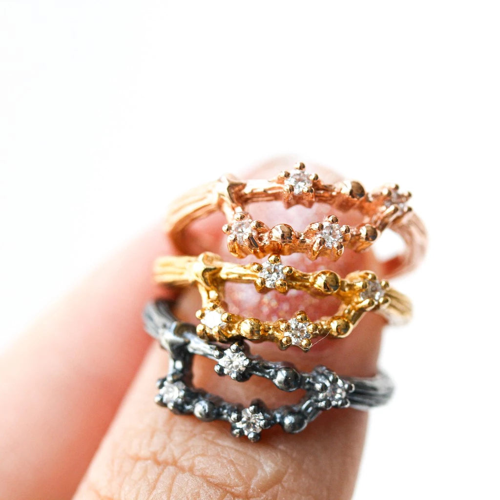 Capricorn Zodiac Ring – White Topaz Constellation Design