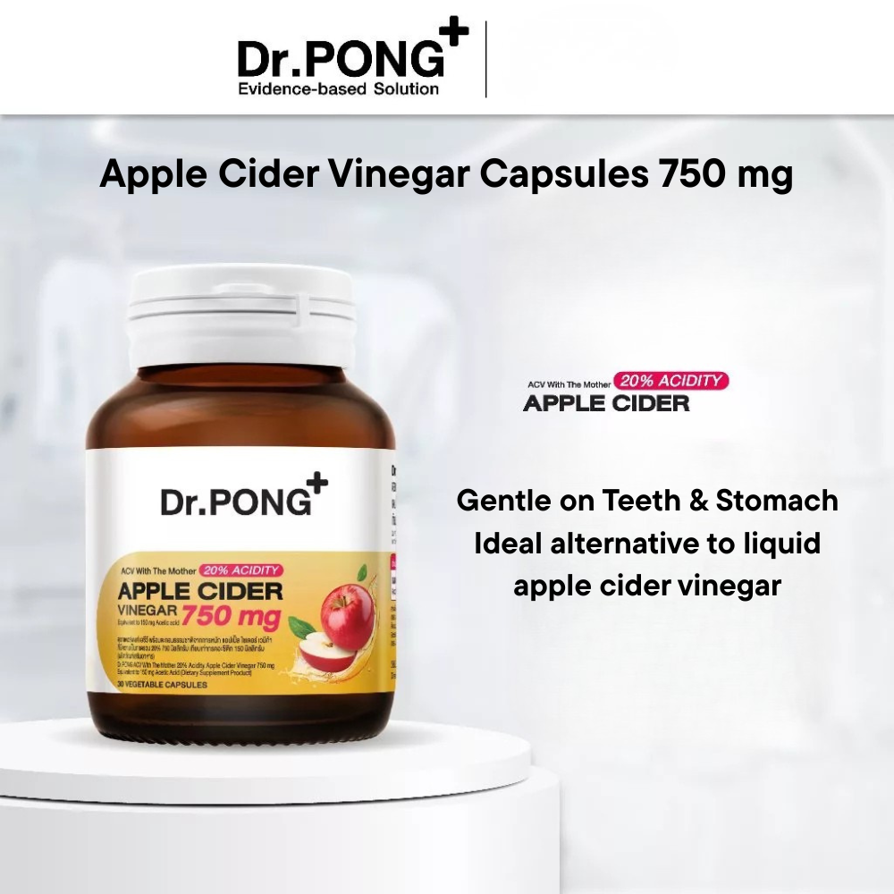 Dr. PONG Apple Cider Vinegar Capsules 750 mg (20% Acidity) – With The Mother