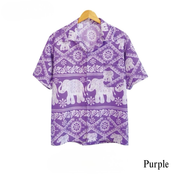 Thai Elephant Print Shirt – Lightweight Italian Silk Fabric Made in Thailand