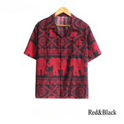 Thai Elephant Print Shirt – Lightweight Italian Silk Fabric Made in Thailand