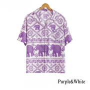 Thai Elephant Print Shirt – Lightweight Italian Silk Fabric Made in Thailand