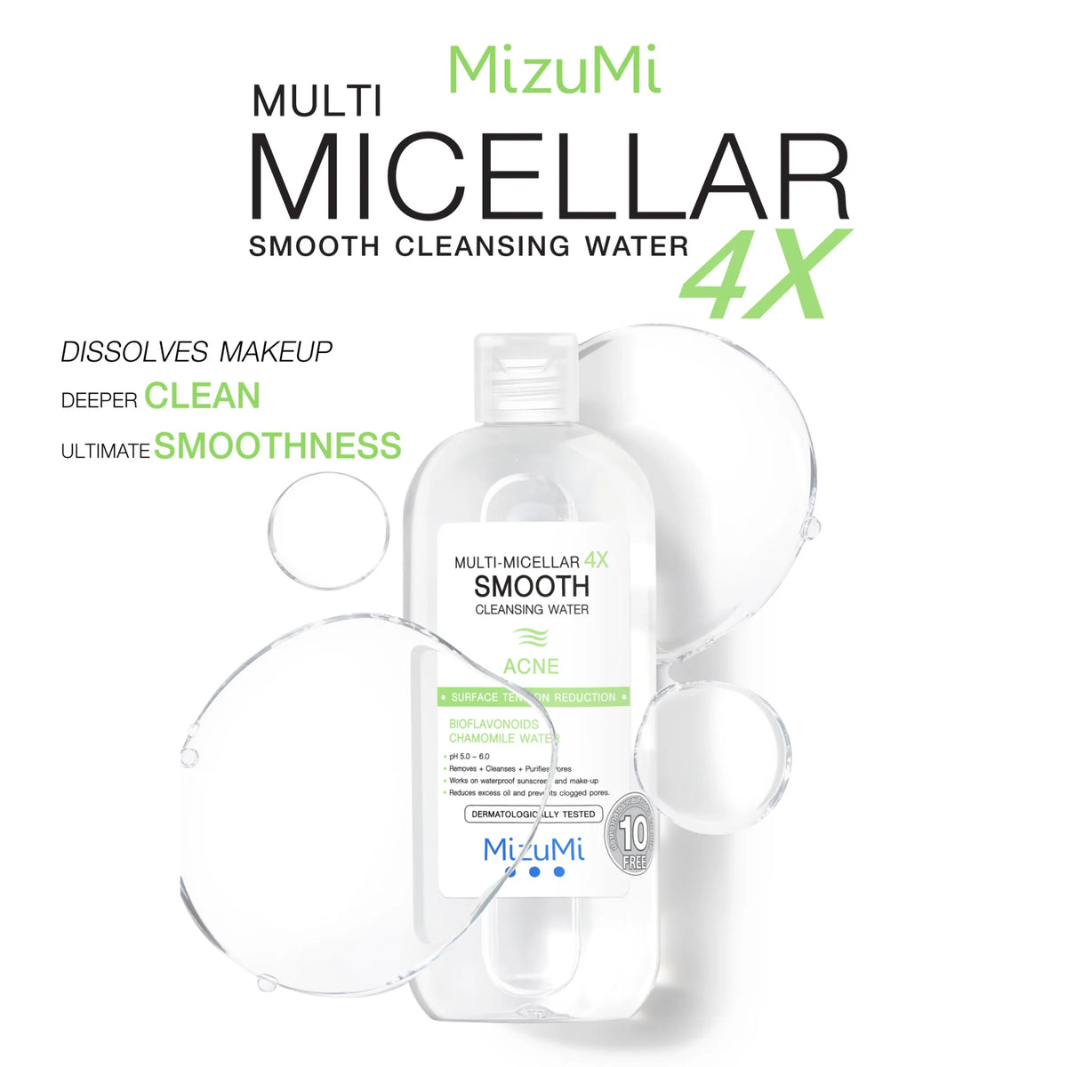 MizuMi Multi-Micellar 4X Smooth Cleansing Water Acne