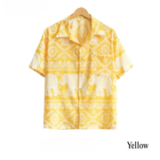Thai Elephant Print Shirt – Lightweight Italian Silk Fabric Made in Thailand