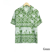 Thai Elephant Print Shirt – Lightweight Italian Silk Fabric Made in Thailand