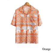 Thai Elephant Print Shirt – Lightweight Italian Silk Fabric Made in Thailand