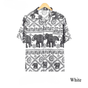 Thai Elephant Print Shirt – Lightweight Italian Silk Fabric Made in Thailand