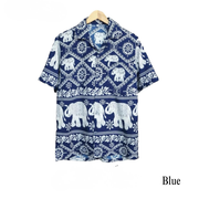 Thai Elephant Print Shirt – Lightweight Italian Silk Fabric Made in Thailand