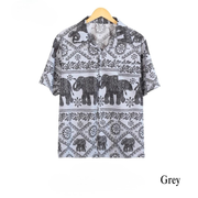 Thai Elephant Print Shirt – Lightweight Italian Silk Fabric Made in Thailand