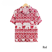 Thai Elephant Print Shirt – Lightweight Italian Silk Fabric Made in Thailand