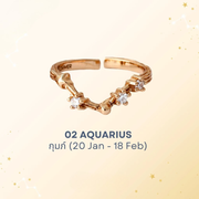 Aquarius Zodiac Ring – White Topaz Constellation Design