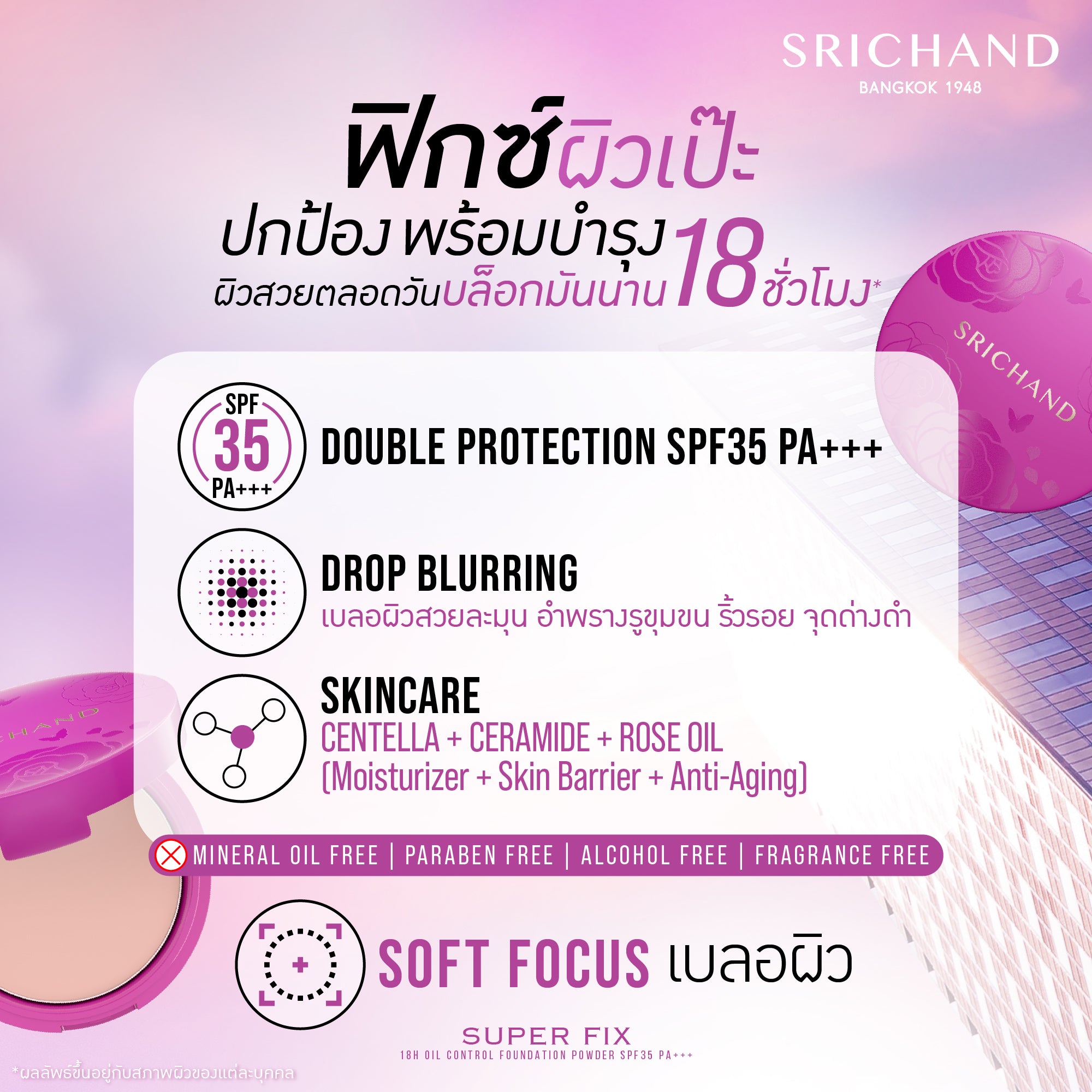 SRICHAND Super Fix 18H Oil Control Foundation Powder SPF35 PA+++ – 6 g