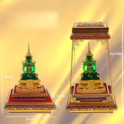 Emerald Buddha Statue in Glass Display Case – Prosperity, Protection & Blessings