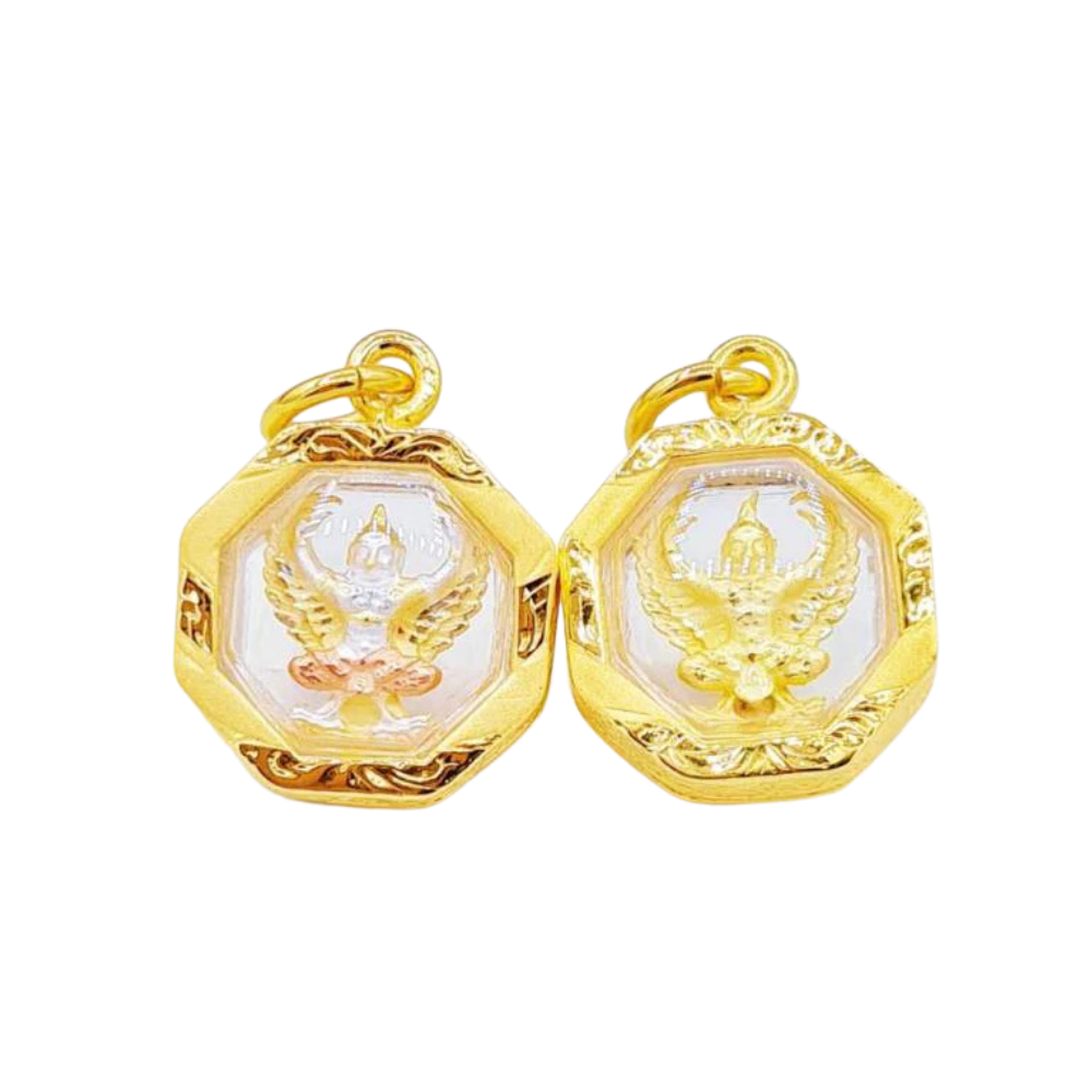 Garuda Octagonal Amulet Pendant – Gold-Plated 96.5 Premium Grade