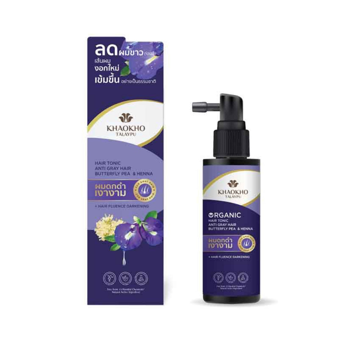 Khaokho Talaypu Butterfly Pea & Henna Hair Tonic 80ml