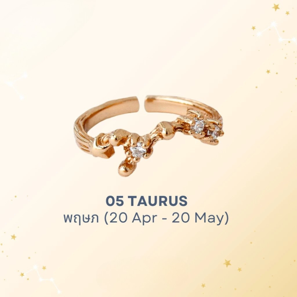 Taurus Zodiac Ring – White Topaz Constellation Design