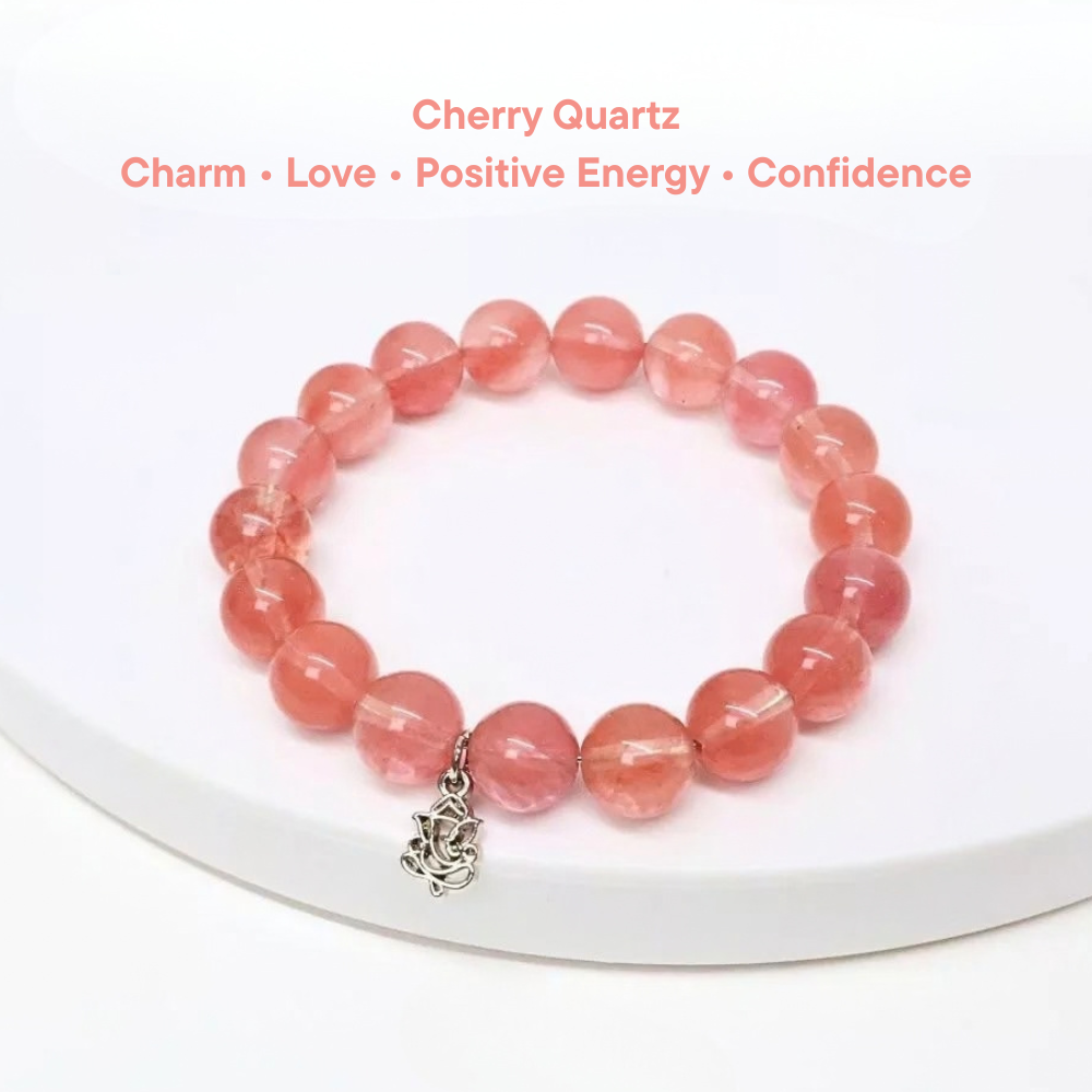 Ganesha Cherry Quartz Bracelet – Love and Optimism,