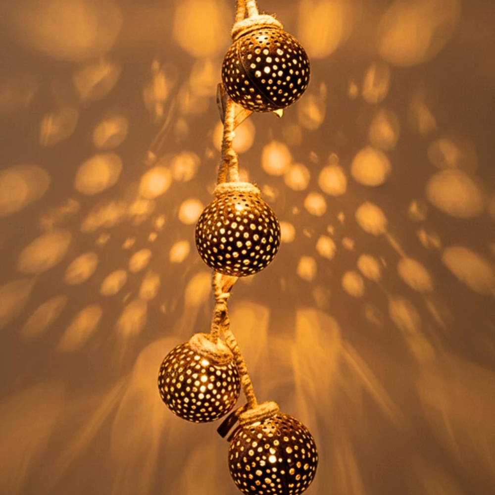 Hanging Coconut Shell Lamp – 5-Light Handmade Natural Décor