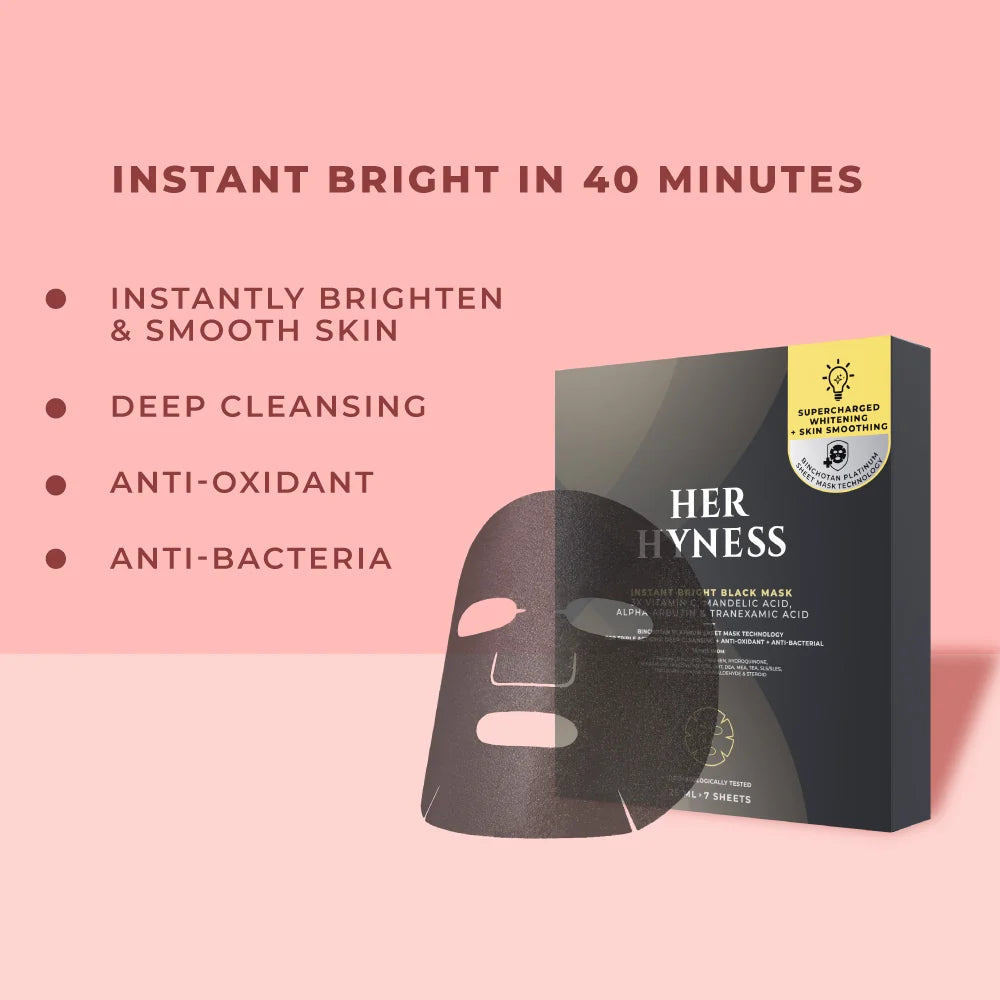 Her Hyness Instant Bright Black Mask – Box of 7 Sheets