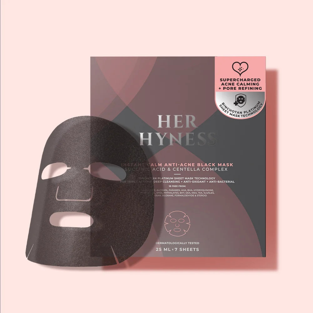 Her Hyness Instant Calm Anti-Acne Black Mask — Box of 7 Sheets