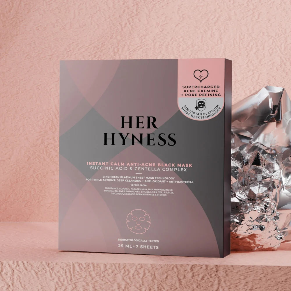 Her Hyness Instant Calm Anti-Acne Black Mask — Box of 7 Sheets