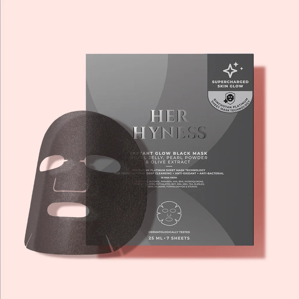 Her Hyness Instant Glow Black Mask – Box of 7 Sheets