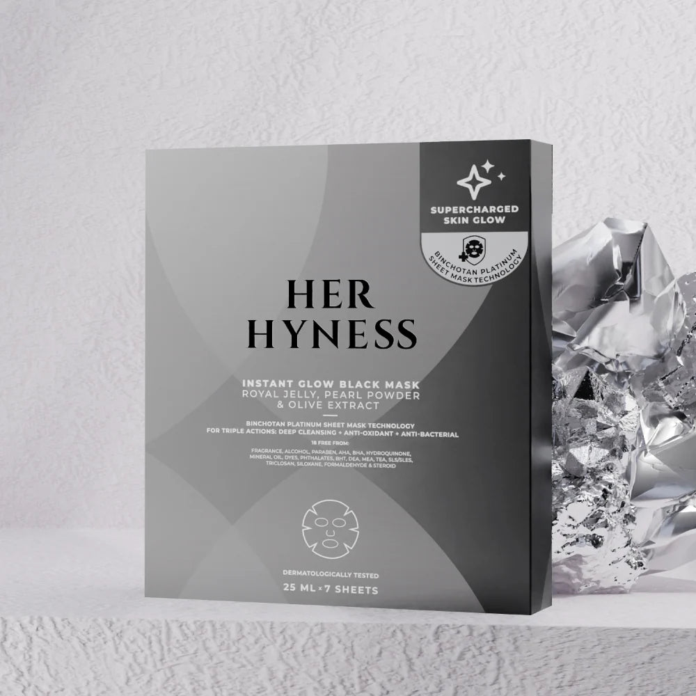 Her Hyness Instant Glow Black Mask – Box of 7 Sheets