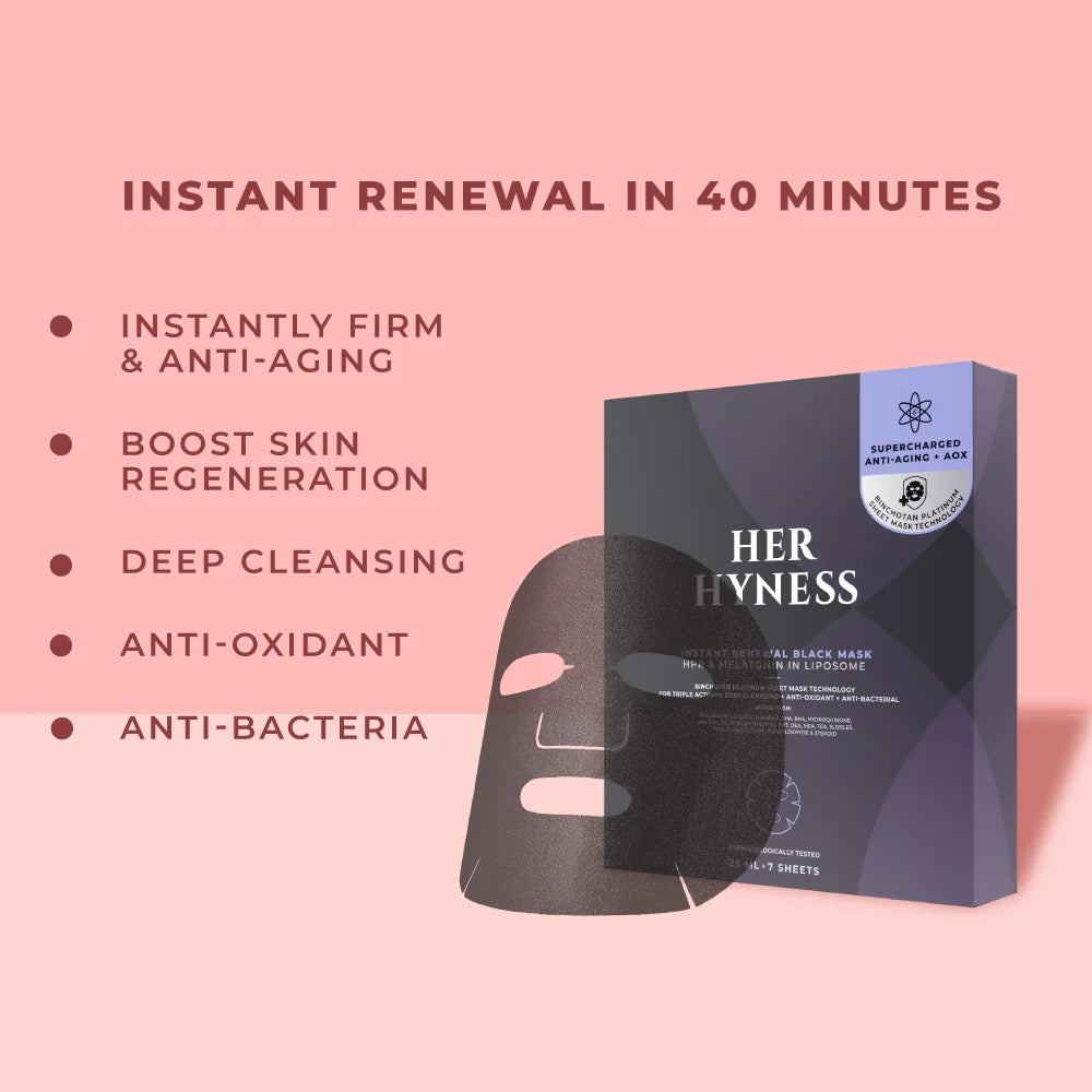 Her Hyness Instant Renewal Black Mask — Box of 7 Sheets