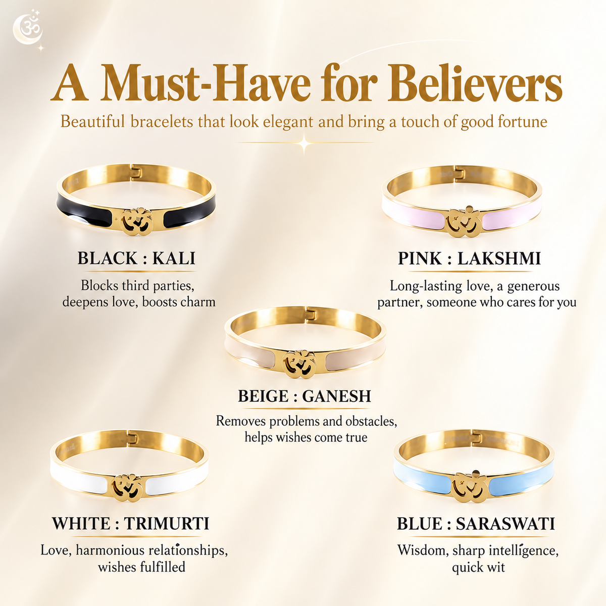 Luxury Hindu God Bangle — Five Deity-Inspired Colours