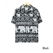 Thai Elephant Print Shirt – Lightweight Italian Silk Fabric Made in Thailand