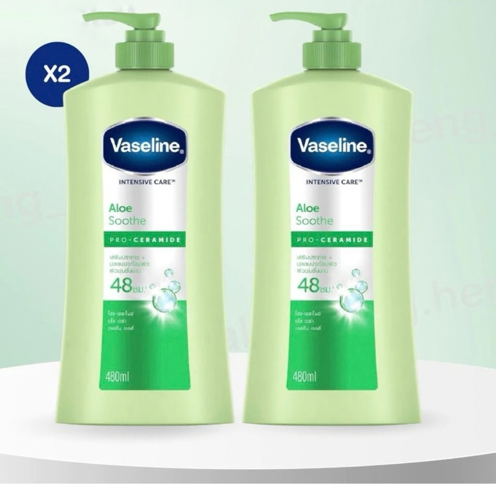 Vaseline Intensive Care Aloe Soothe Pro Ceramide Body Lotion 480 ml x 2