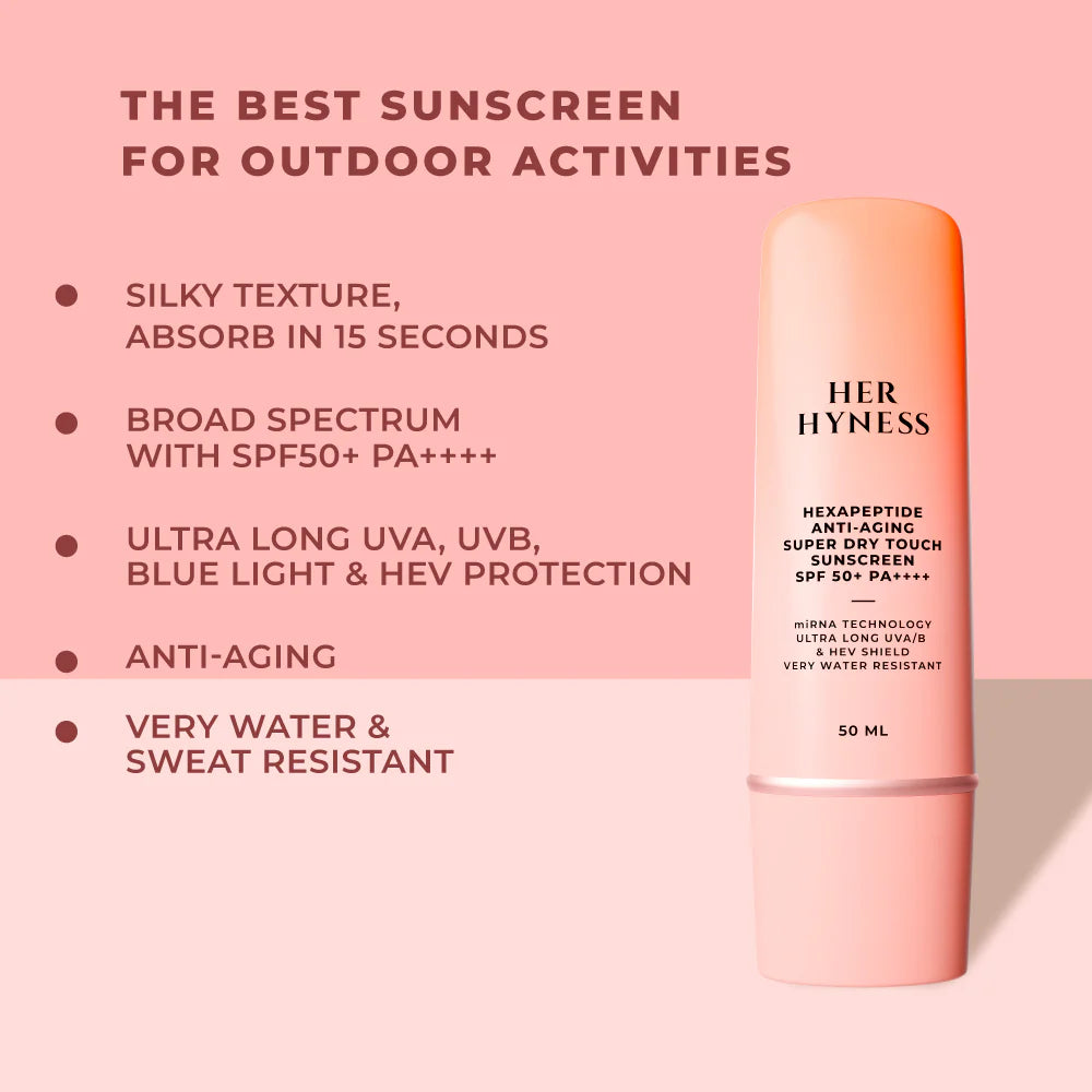 HER HYNESS Hexapeptide Anti-Aging Super Dry Touch Sunscreen SPF 50+ PA++++ 50 ml