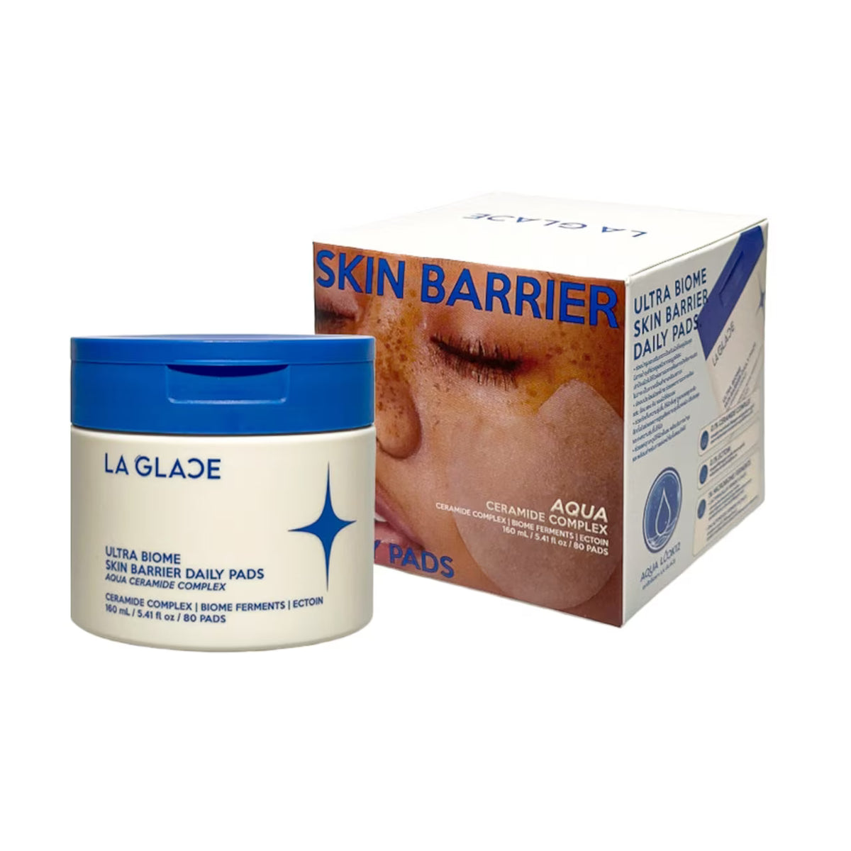 LA GLACE Ultra Biome Skin Barrier Daily Pads Aqua Ceramide Complex [80 Pads]