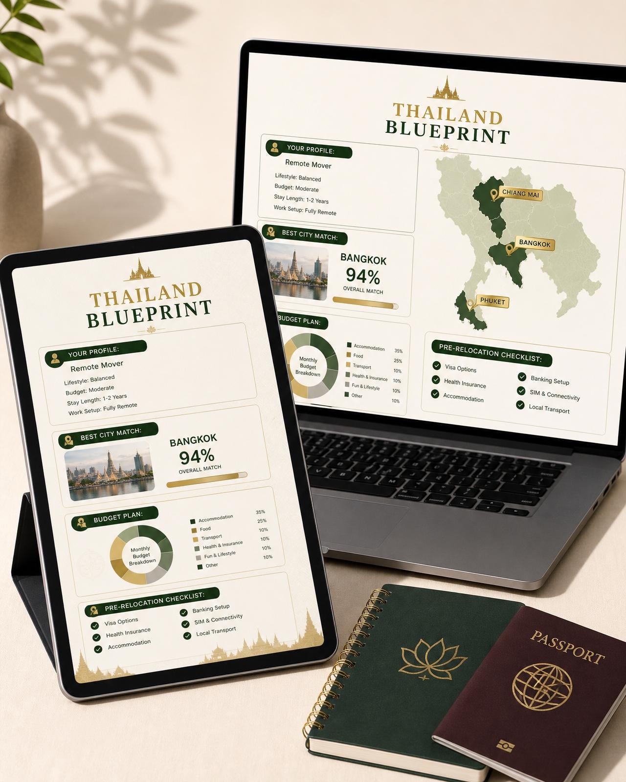 Thailand Blueprint personalized ebook dashboard on laptop and tablet