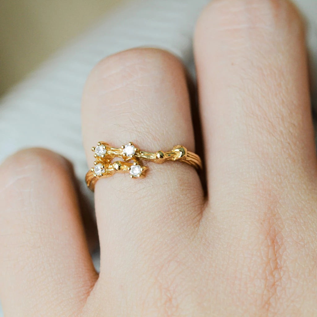 Cancer Zodiac Ring – White Topaz Constellation Design