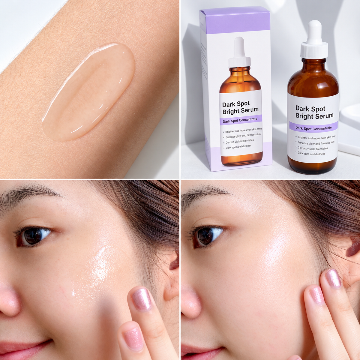 CLEAR NOSE Dark Spot Bright Serum texture and facial application