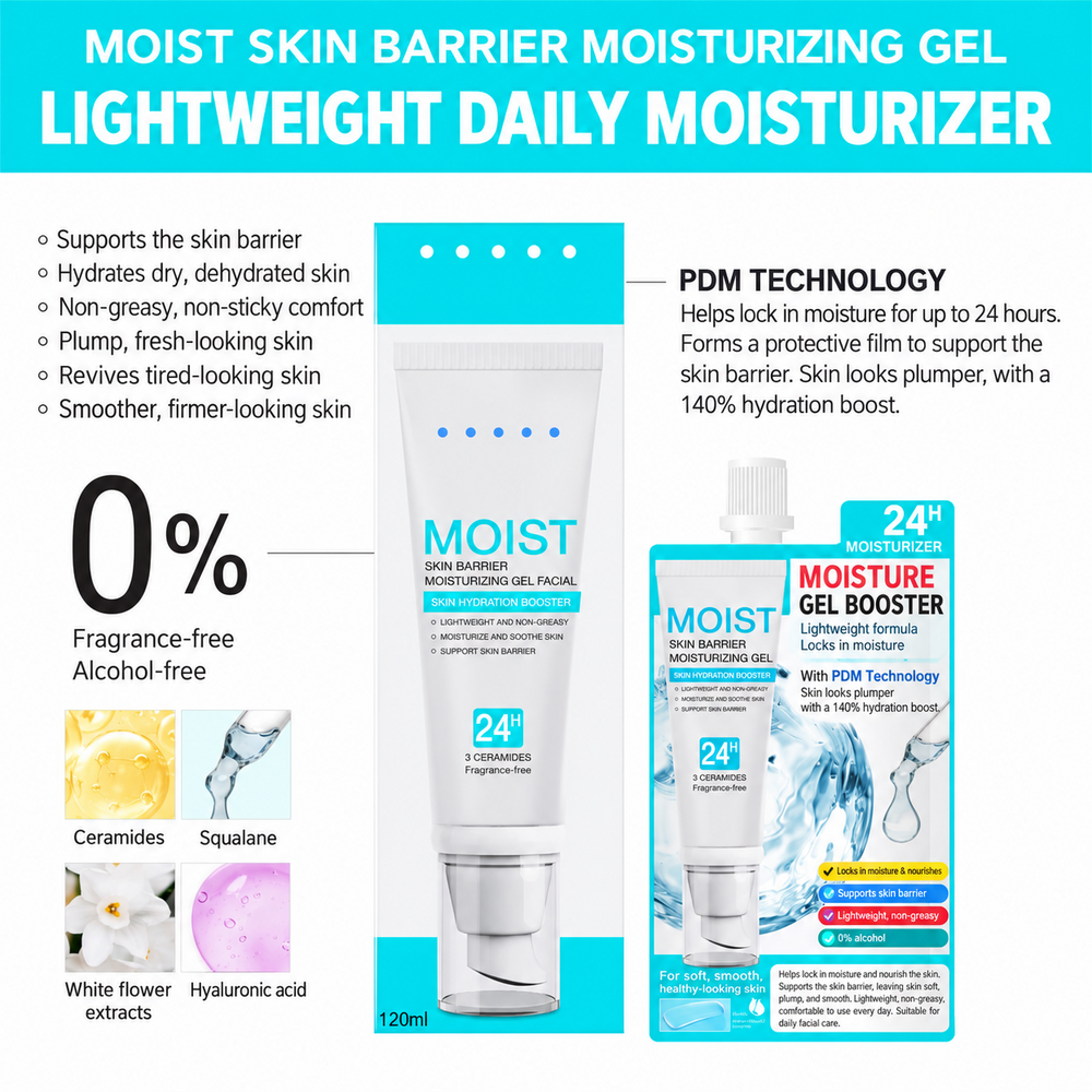 Moisturizing gel ingredients and PDM technology