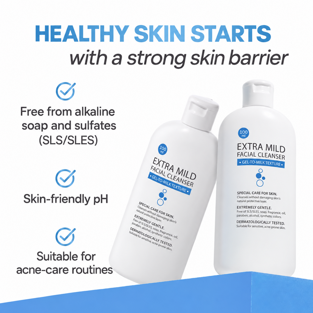 MizuMi Extra Mild Facial Cleanser soap-free sulfate-free formula with skin-friendly pH