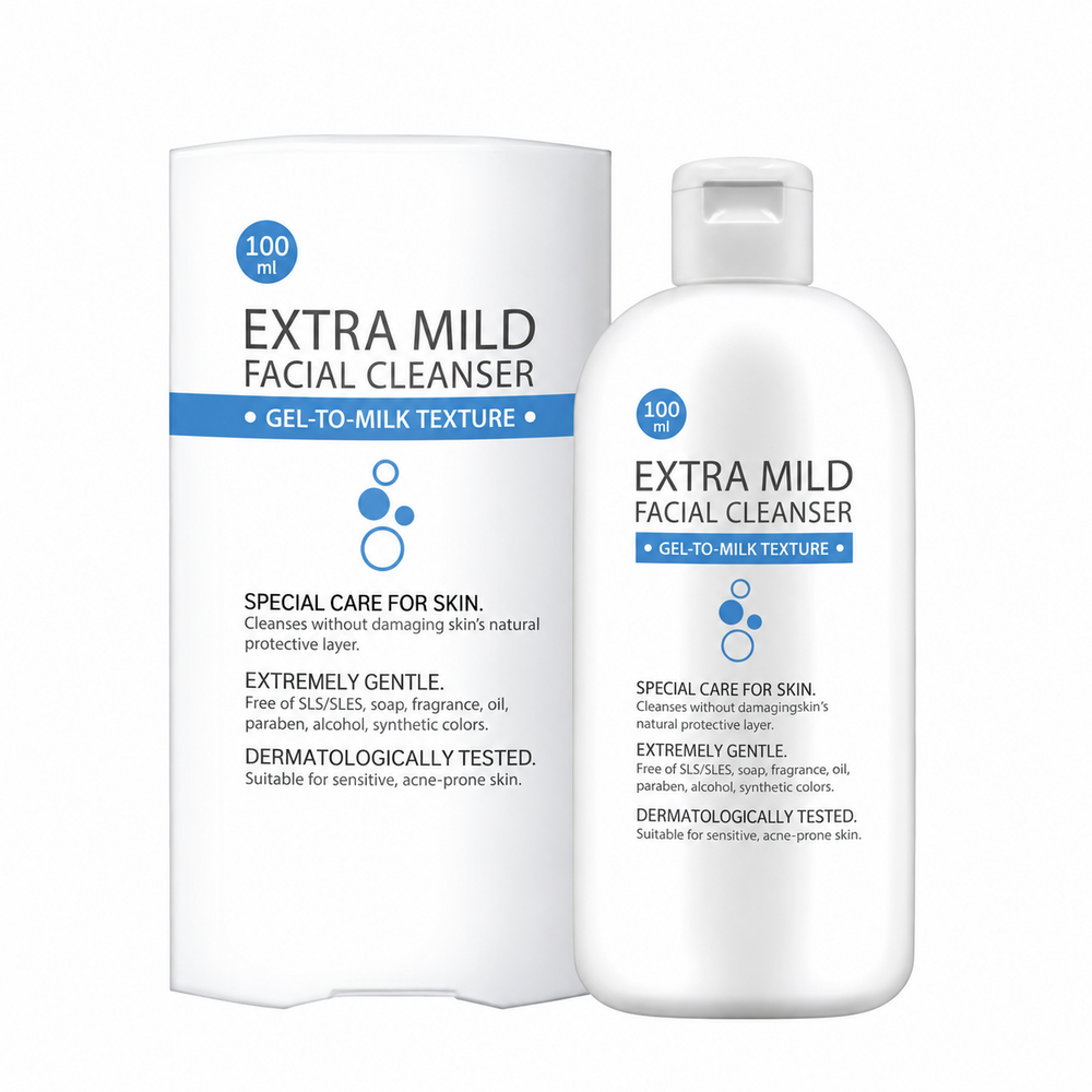 MizuMi Extra Mild Facial Cleanser 100ml, step two of the night skincare set