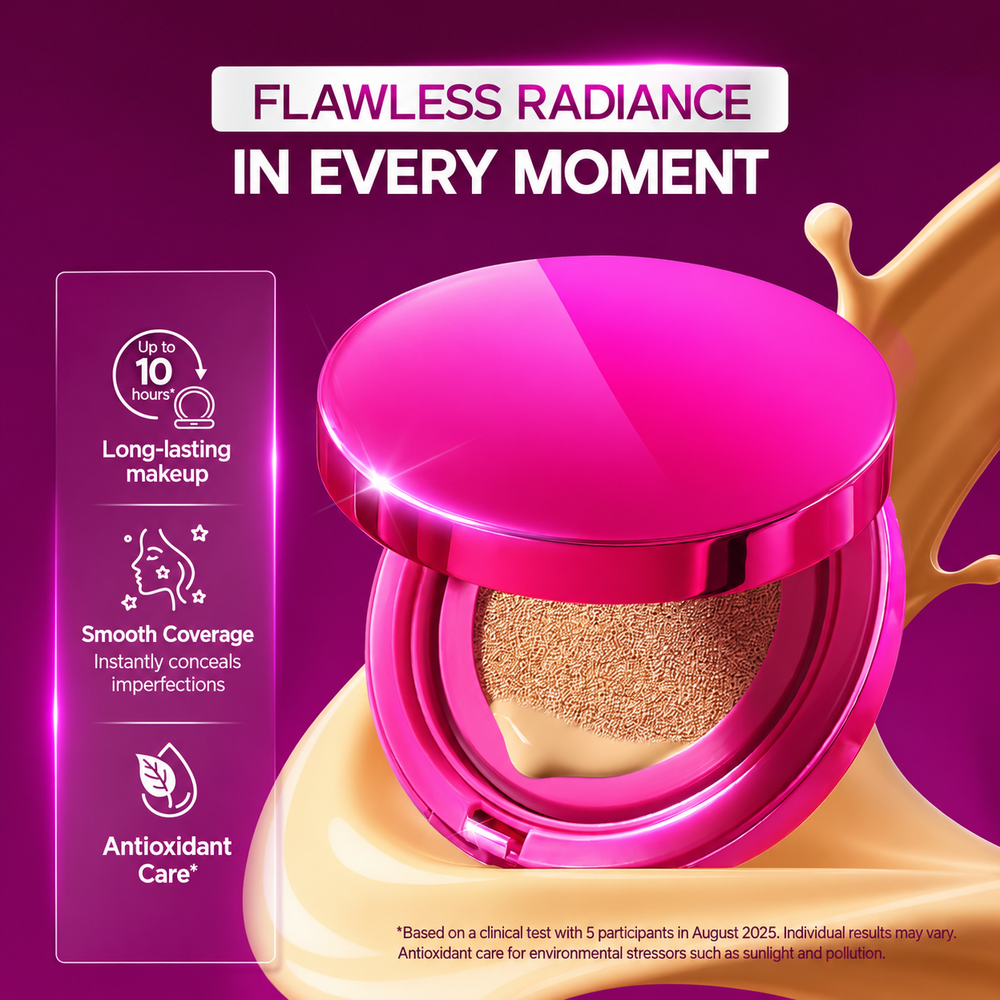SKINTIFIC Cover Glow cushion foundation with long-lasting coverage and antioxidant care