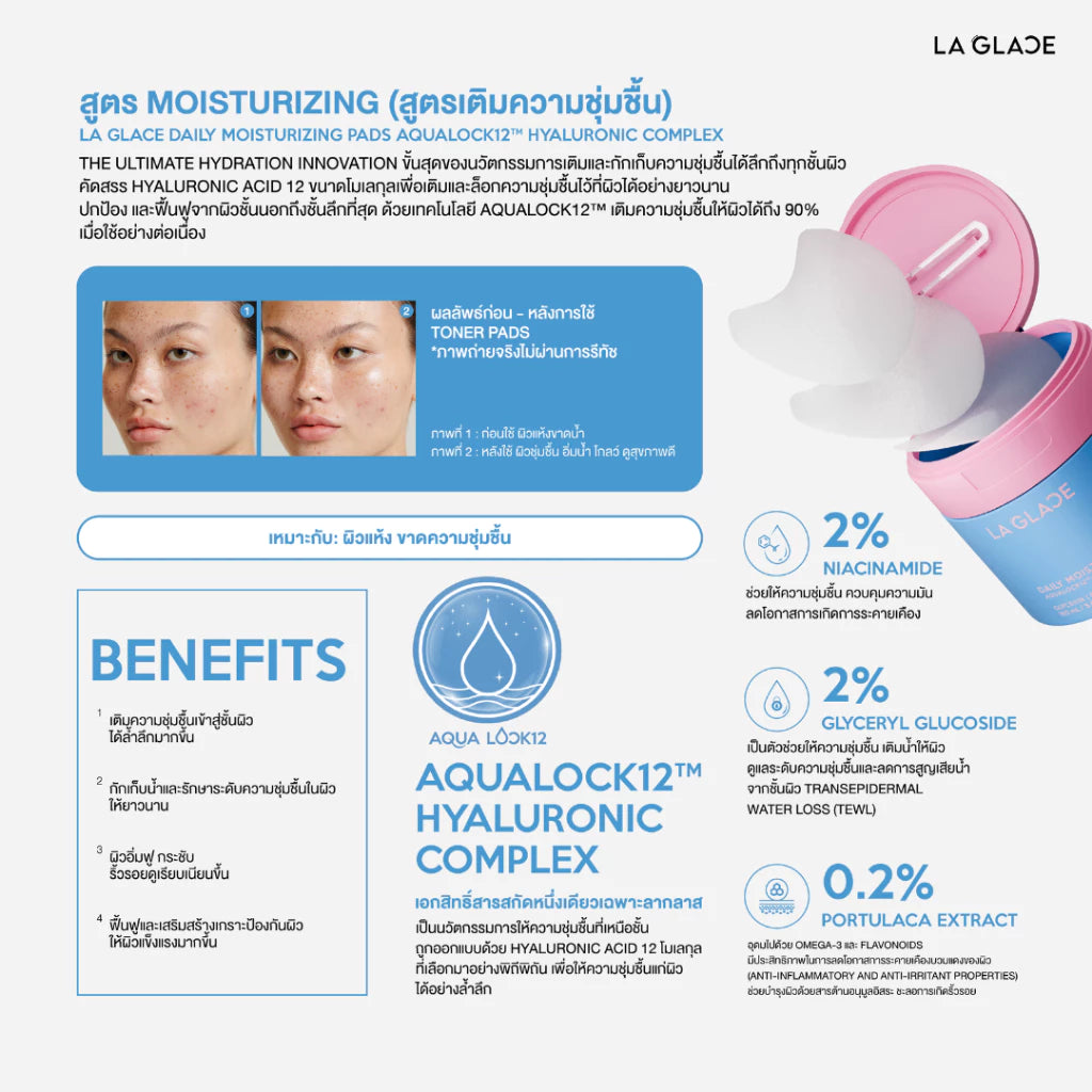 LA GLACE Daily Moisturizing Pads Aqualock12 160 ml [80 Pads]